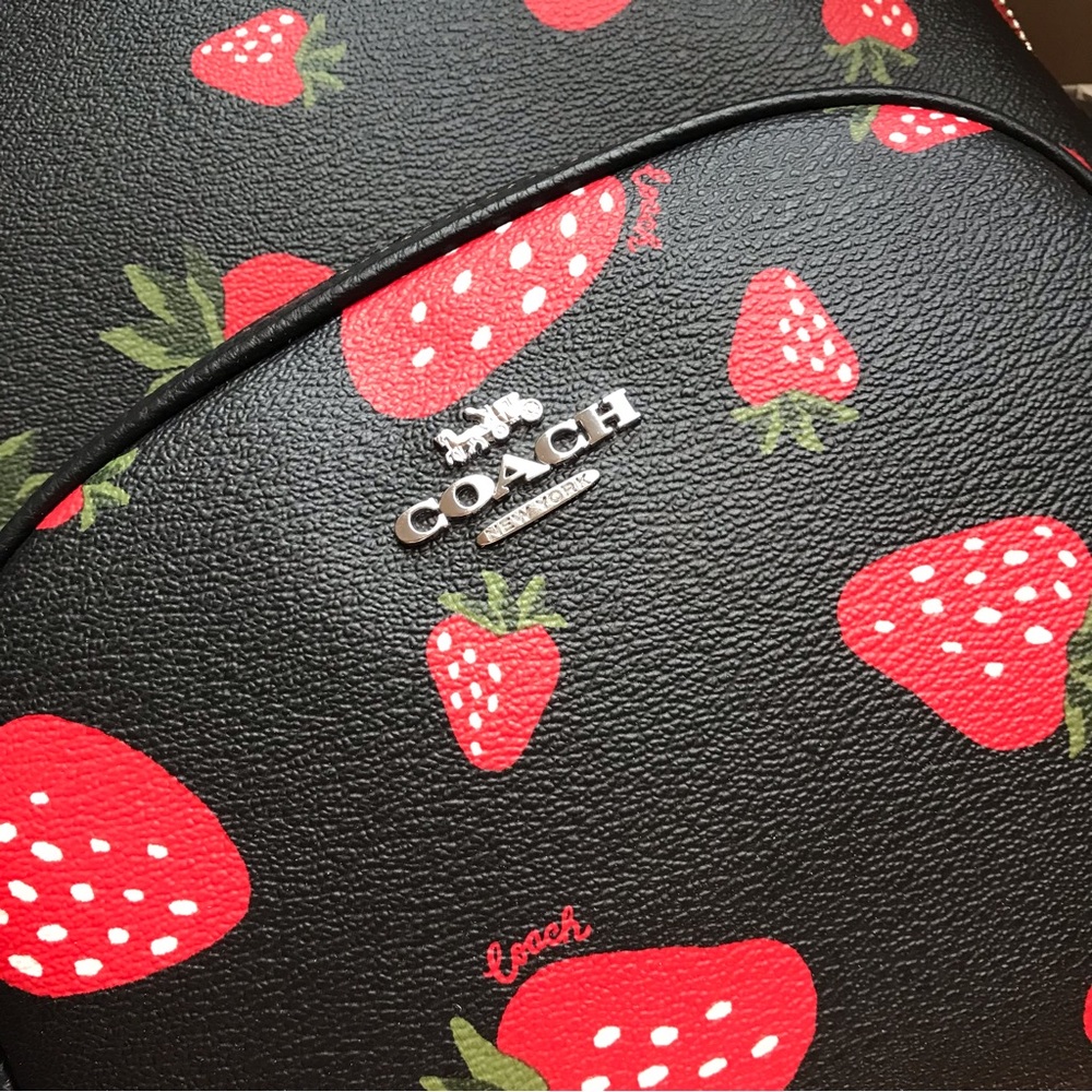 🍓Coach Court Backpack With Wild Strawberry Print - Picture 11 of 13
